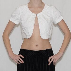 Y2k cropped short sleeve jacket cardigan size medium R&K cotton spandex